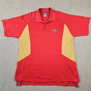 San Francisco 49ers Reebok Polo Shirt‎ Mens XL Red Gold NFL Short Sleeve